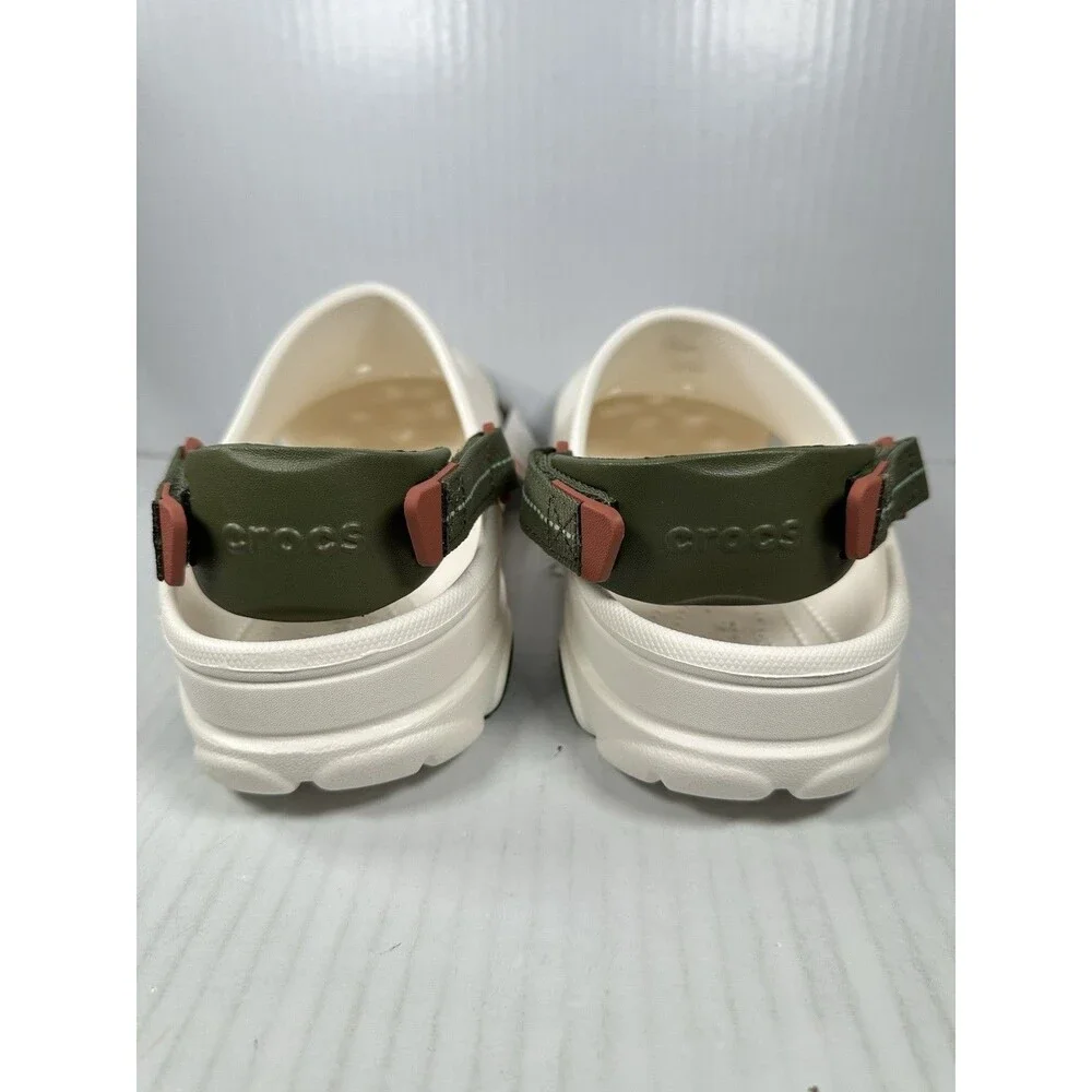 Size 11 Crocs All Terrain Adjustable Clogs White Green Chalk 206340-0WV Mens NEW